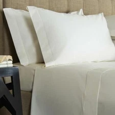 SET OF 2 PILLOW SHAMS  FRETTE ONE BOURDON KING SIZE SHAMS NEW Ivory