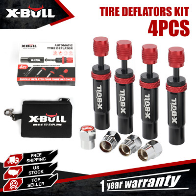 X-BULL 4PCS Tire Deflator automatic 10-30 PSI Valve Screw-on Tyre Air Adjustable
