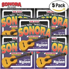 5-PACK Sonora SB200 Bronze Wound Ball End Black Nylon Classical Guitar Strings