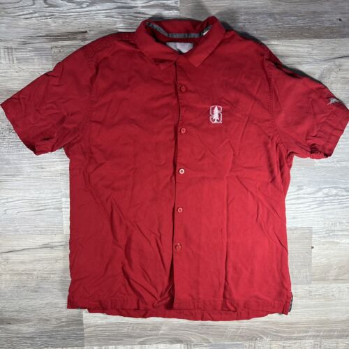 Tommy Bahama Men’s Stanford Cardinals Red Hawaiian Silk Aloha Shirt Large