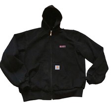 VTG Carhartt Jacket JR115 -Mens X Large Tall Black Faded Canvas Hooded Work90s