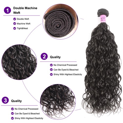 UNice Indian Water Wave Wavy Human Hair Extensions 4 Bundles Curly Weave Weft US - Picture 3 of 12