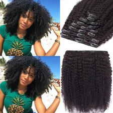 African Afro Kinky Curly Clip In 100 Virgin Human Hair Extensions THICK 120G US