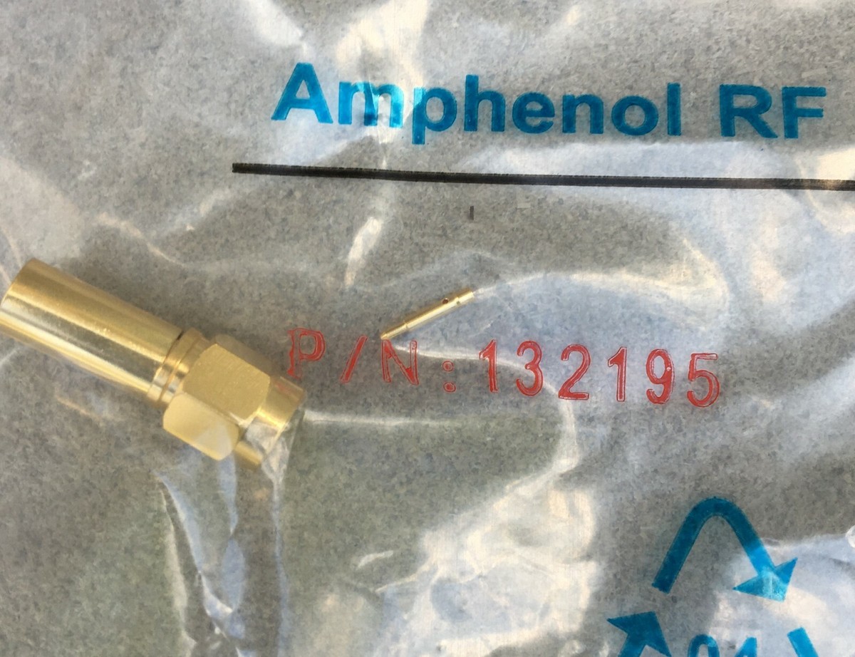 Amphenol 132195 RF SMA Male 50 ohm crimp connector 0Hz-12.40