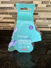 Bentgo Buddies Slim Ice Packs Set of 4 - Glitter Mermaid Design for Kids Lunches