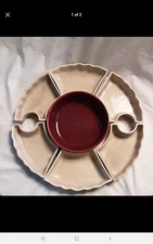 Mid century modern 7 biege & maroon pieces 