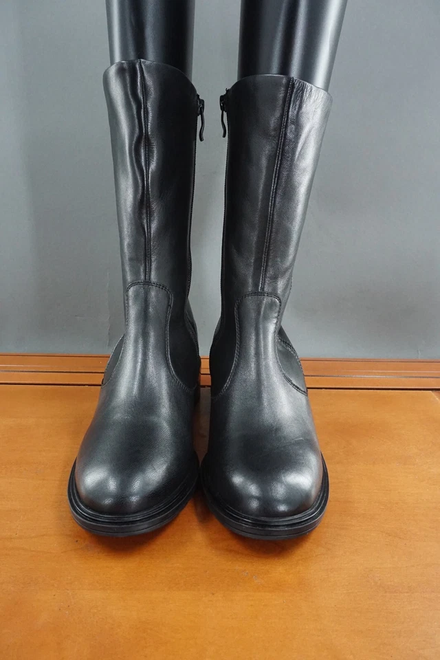 Ara Piper Mujer 9.5 EE. UU./7UK Zapato Cuero Negro Pull On Doble Cremallera Lateral Botas Medianas Foto 2 de 4