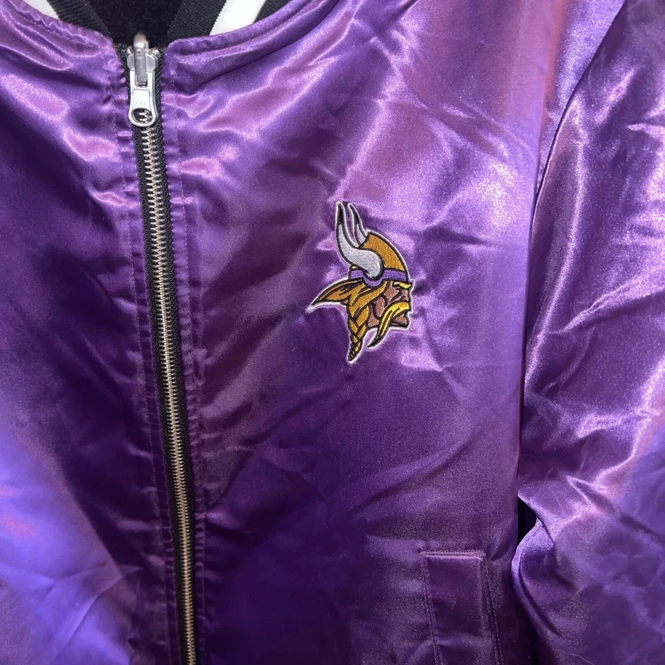 Chaqueta de bombardero reversible con cremallera completa para mujer de la NFL Minnesota Vikings | Púrpura | L Foto 3 de 4