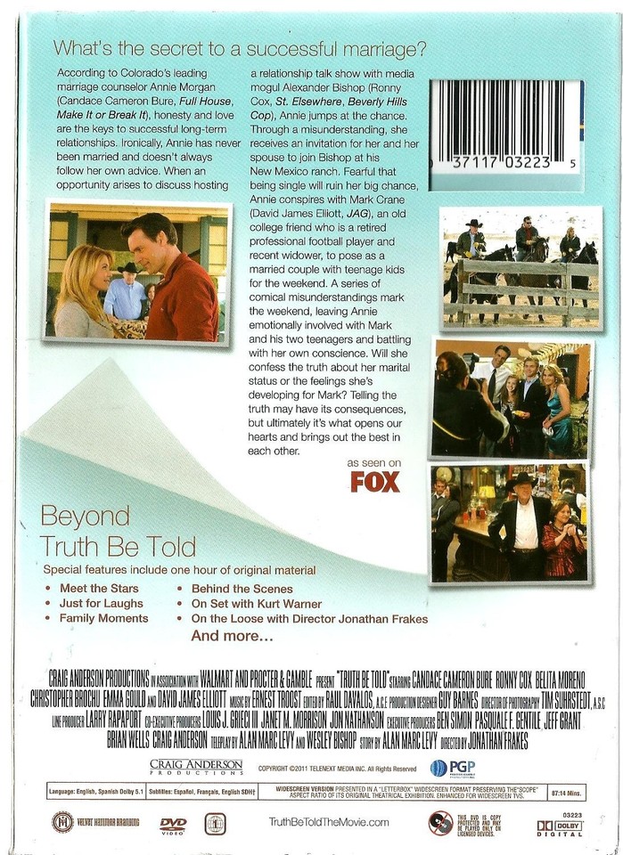 TRUTH BE TOLD (DVD) Candace Cameron Bure Ronny Cox David James