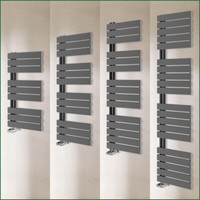 Bathroom Gunmetal Designer Heated Towel Rail Chrome Valves Central Heating Rads