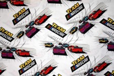 TEAM NASCAR RACING ON WHITE - 100 COTTON FABRIC