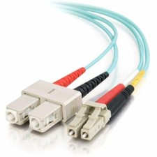 C2G 5m LC-SC 10Gb 50/125 Duplex Multimode OM3 Fiber Cable - Aqua 16ft 33054 NEW