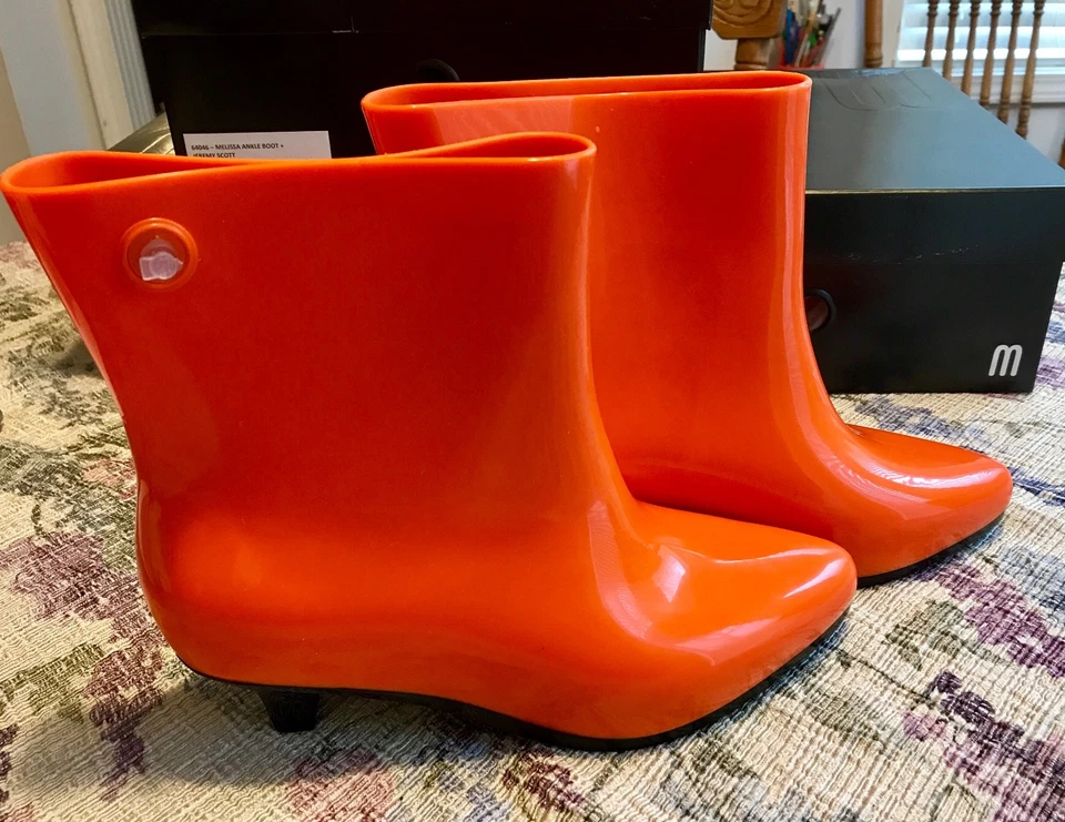 Melissa Ankle Boot + Jeremy Scott (Moschino) DK ORANGE AUTHENTIC  Shoes 7 NIB  - Image 2 of 4