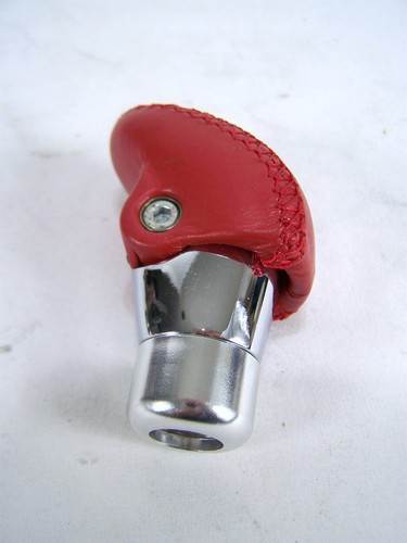 APC Shift Knob Red Genuine Leather 60.4024 Universal Upgrade Aluminum Fits Most - Picture 6 of 9