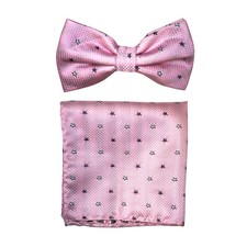 Men's Pre-tied Bow Tie  hankie set polyester pink stars formal prom wedding