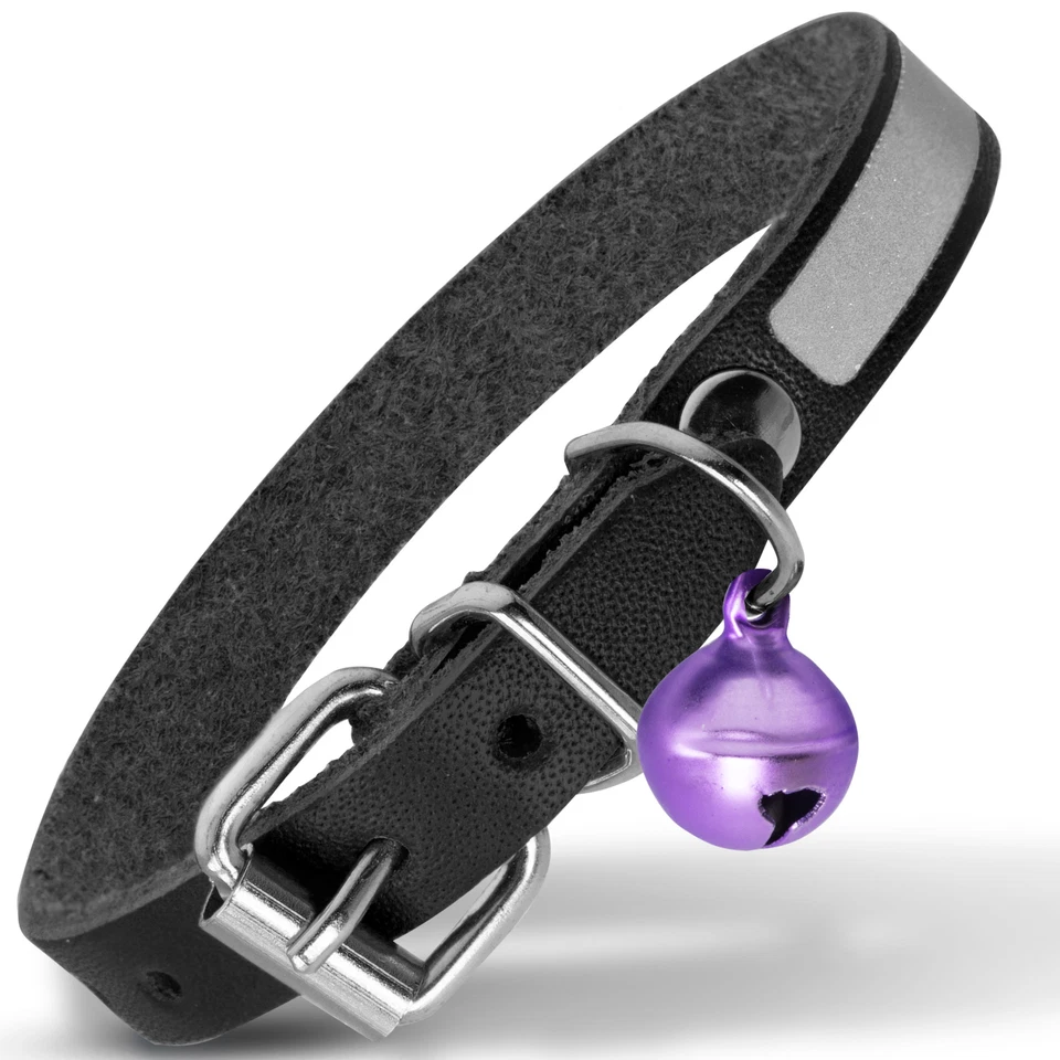 Filbert Leather Cat Collar, Reflective Cat Collar with Bell - Image 1 of 1