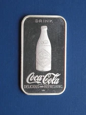 1976 World Wide Mint Coca-Cola 75th Louisville 1oz Silver Art Bar WWM59  