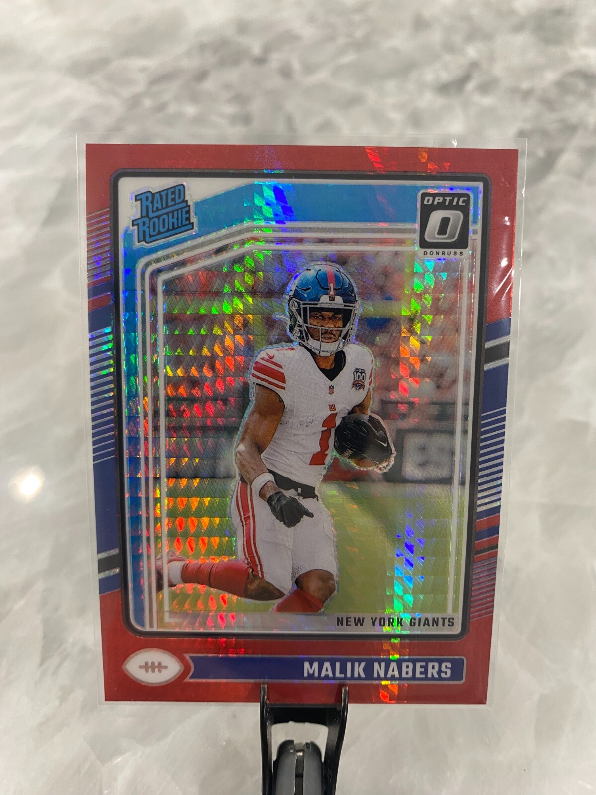2024 Panini Donruss Optic Malik Nabers Red Hyper Prizm Rookie Card #271 - Mint +