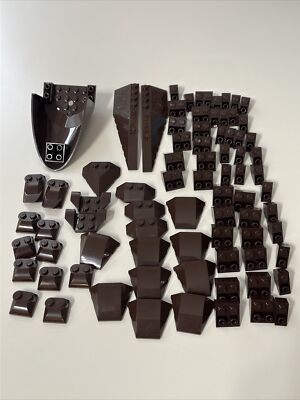 LEGO DARK BROWN LOT 76 PCS WEDGE INVERTED BRICKS SLOPE VARIETY BUILDING PIECES