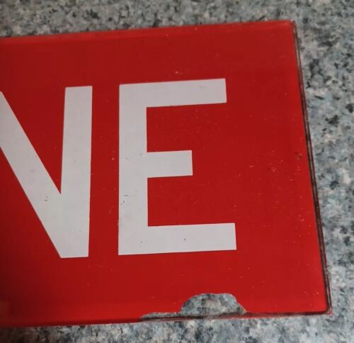 INSEGNA VETRO CABINA TELEFONICA A PAGAMENTO ROSSA ORIGINALE VINTAGE 25 1/2 POLLICI - Foto 2 di 5