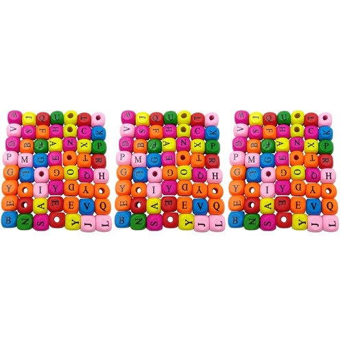 3 Pack Wooden Alphabet Beads Bracelet Making Letters Multicolor Aesthetic - Picture 4 of 9