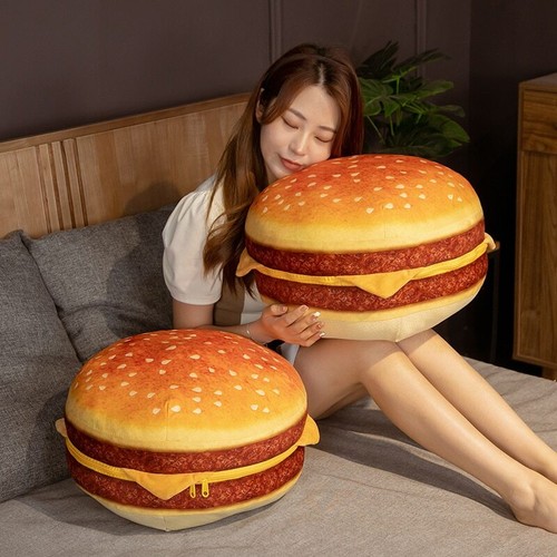 Burger Plush Toy Soft Padded Plush Cushion Pillow Sofa Chair Kids Birthday Gift - Picture 1 of 9