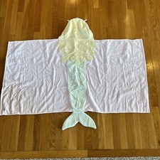 New Pottery Barn Kids PBK Mermaid With Crown Hooded Baby Toddler Bath Wrap Towel