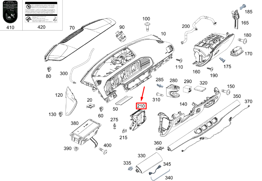 MB GLE W167 Steering Column Tube Cover LHD A16746039009051