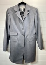 Jones New York Suit 2 Piece Pants Blazer Polyester Gray Womens 6 VTG Y2K