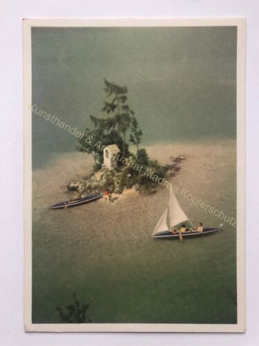Postcard Rosenheim Klepper Works Advertising Sticker Coat Boat Tent  - Picture 1 of 2