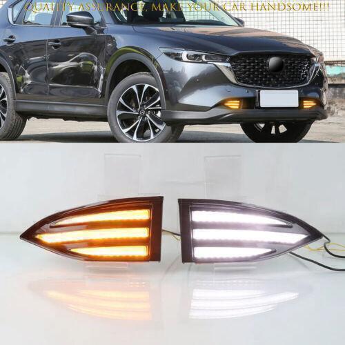 LED DRL Daytime Running Light Fog Lamp Turn Signal 2PCS For Mazda CX-5 2022-2024 - Picture 1 of 9