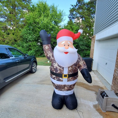 Christmas AIRBLOWN INFLATABLE CAMO SANTA MILITARY 7 FT Gemmy Holiday Time - Picture 1 of 9