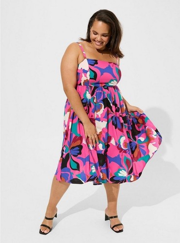 Vestido Solero Torrid Rosa Floral Nuevo con Etiquetas Nuevo 2X - Imagen 8 de 11