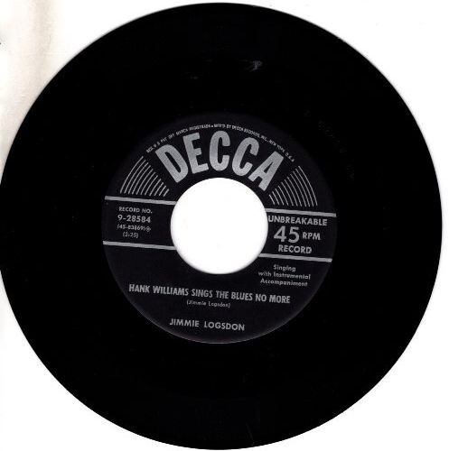 Jimmie Logsdon– Death Of Hank Williams / Hank Sings The Blues No More 7" 45 - Picture 19 of 24