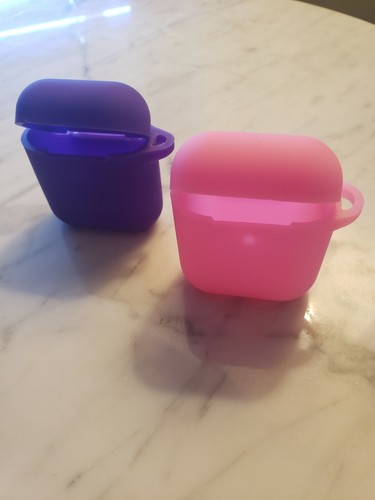 Key-ring Silicone Protective Carrying Case for Apple Air pods Pink and Purple - Picture 5 of 5
