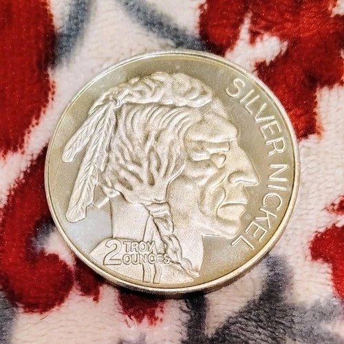 2 Troy Ounce .999 Fine Silver Buffalo Nickel Round