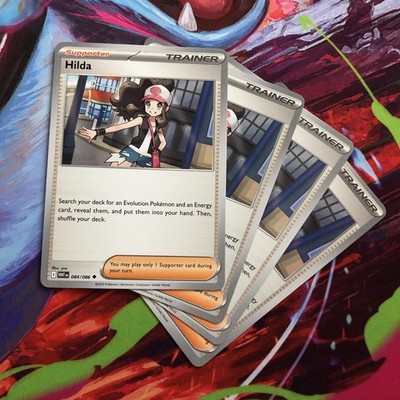 4x Hilda 084/086 Pokémon TCG White Flare Uncommon Cards - NM Playset