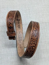 vintage USA made TONY LAMA buckle belt 26 leather TOOLED western RANGER brown