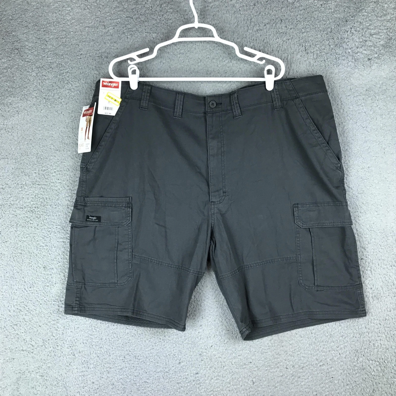 Wrangler Cargo Shorts Mens 46 Gray Relaxed Fit Flex Comfort Epic Soft New Tags