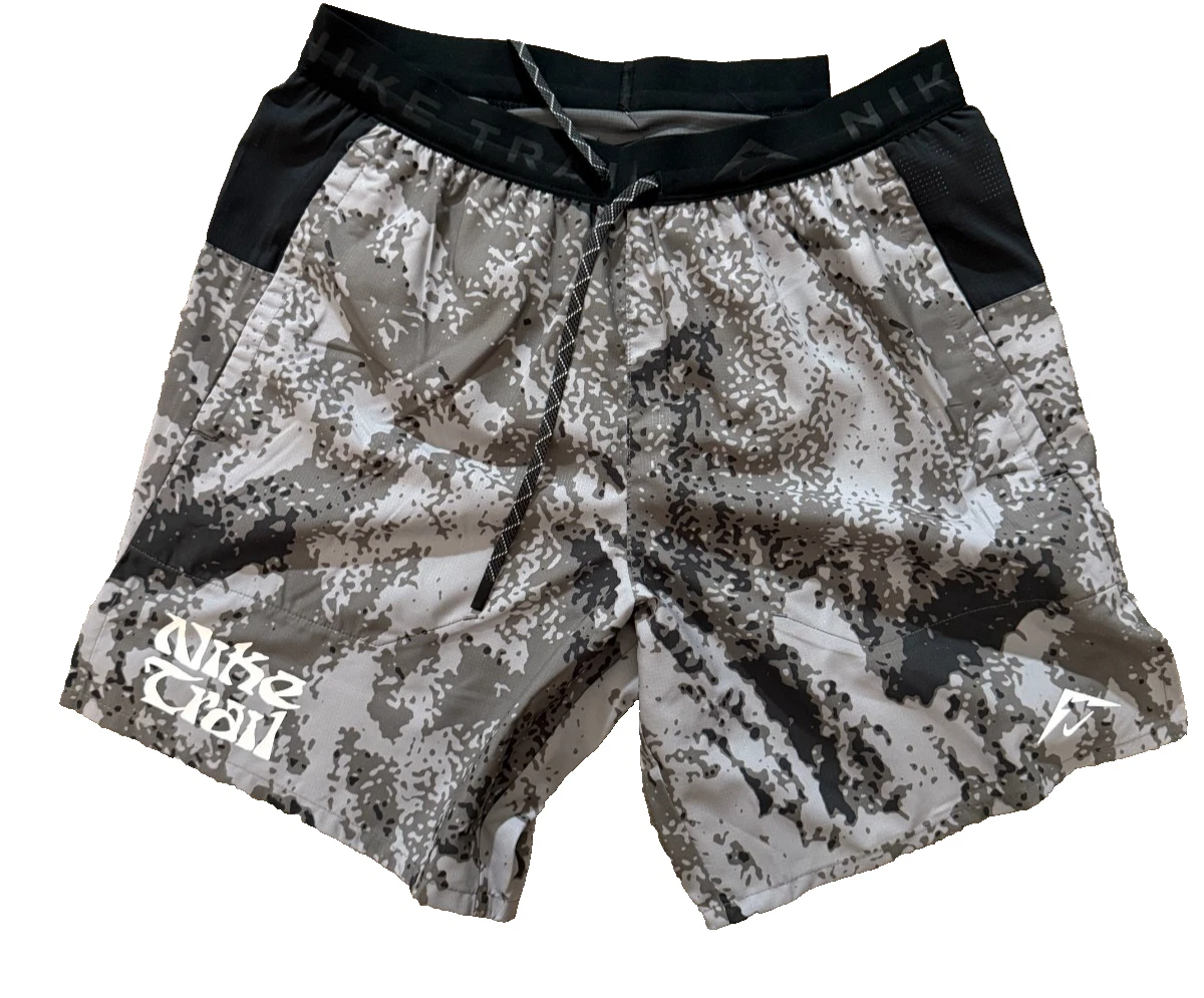 Nike Trail Stride Dri Fit Brief Lined Gray Running Shorts Men's Small FV9949-010