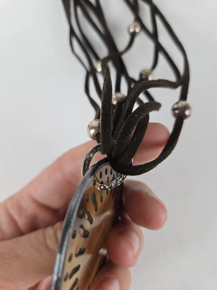 Collar Colgante Silpada Esterlina 925 Imitación Concha de Tortuga Multi Hilo Gamuza Foto 4 de 4