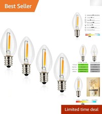 Elegant C7 Candelabra LED Night Light Bulbs E12 Base - Warm White Glow, 4 Pack