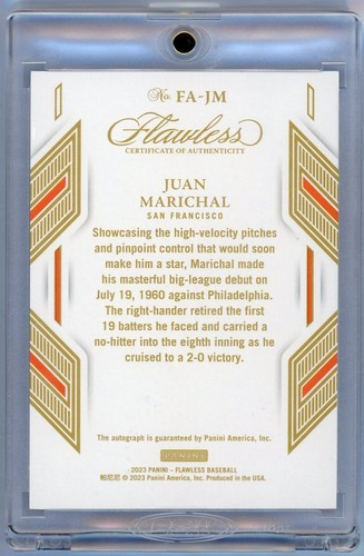 2023 Panini Flawless Juan Marichal Legendary On Card Autograph /15 SF GIANTS - Picture 2 of 2