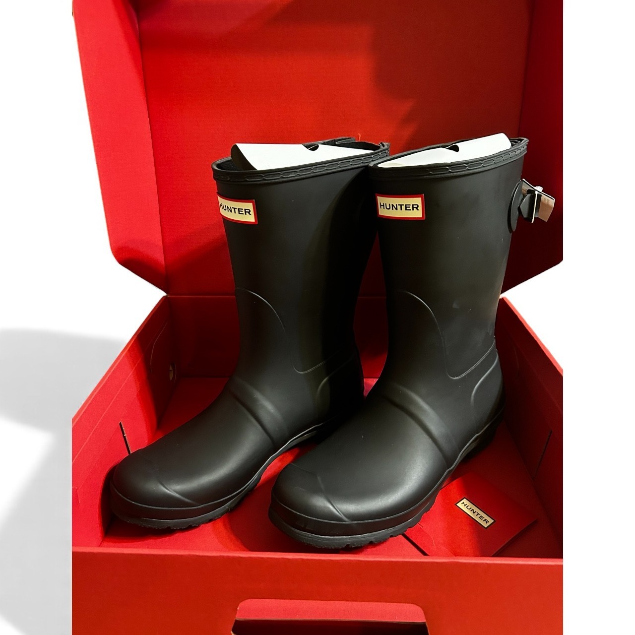 Hunter Women's Original Short Back Adjustable Rain Boot Black Size 9