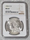 1904 O MORGAN 90% SILVER $1 DOLLAR NGC CERTIFIED MS 63 MS63 PLUS NEW ORLEANS USA