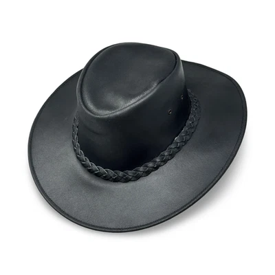 Lederhut Western Cowboy – Outdoor Hut Reiten, Wandern & Abenteuer Schwarz - Bild 1 von 4