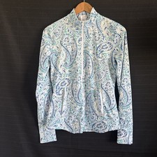 Sigrid Olsen Golf  Tennis Jacket Womens S Blue Paisley Full Zip Thumbholes