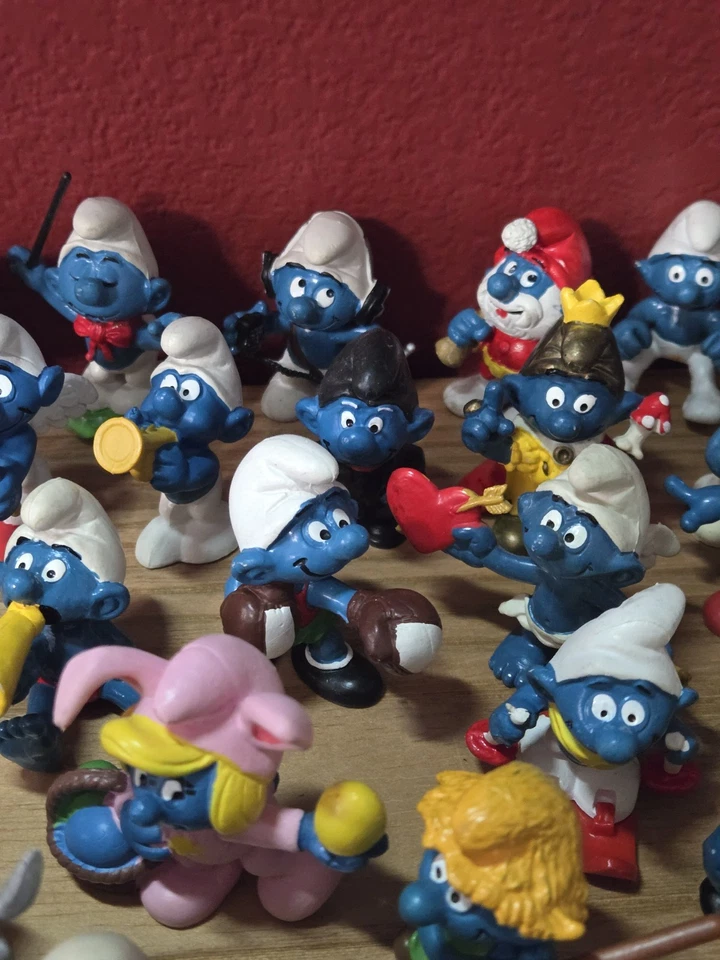 Винтажный 1980-х Smurf фигурки лот из 90 Schleich Peyo редкая 2 гриба дома - Изображение 3 из 4