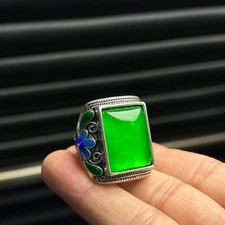 Real Natural Inlay high Ice Burmese Jade Jadeite pigeon egg Amulet Rings