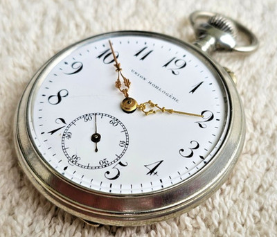 Antik Jugendstil Taschenuhr UNION HORLOGERE Swiss Schweiz Herren Uhr Alt U.H.